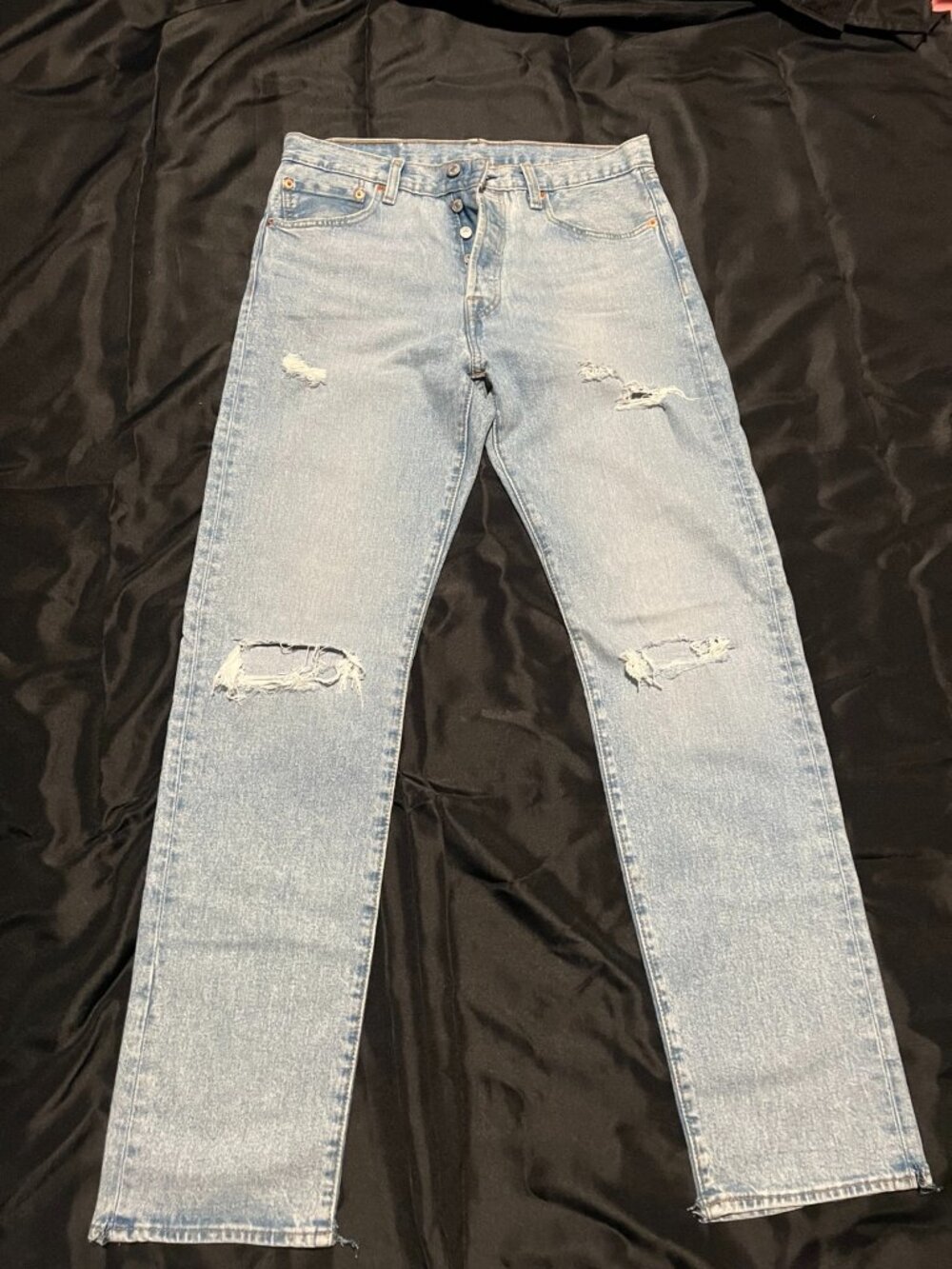 Levi’s 511 Button Fly Slim Fit Jeans 32x34 Light Wash Distressed Denim Men's